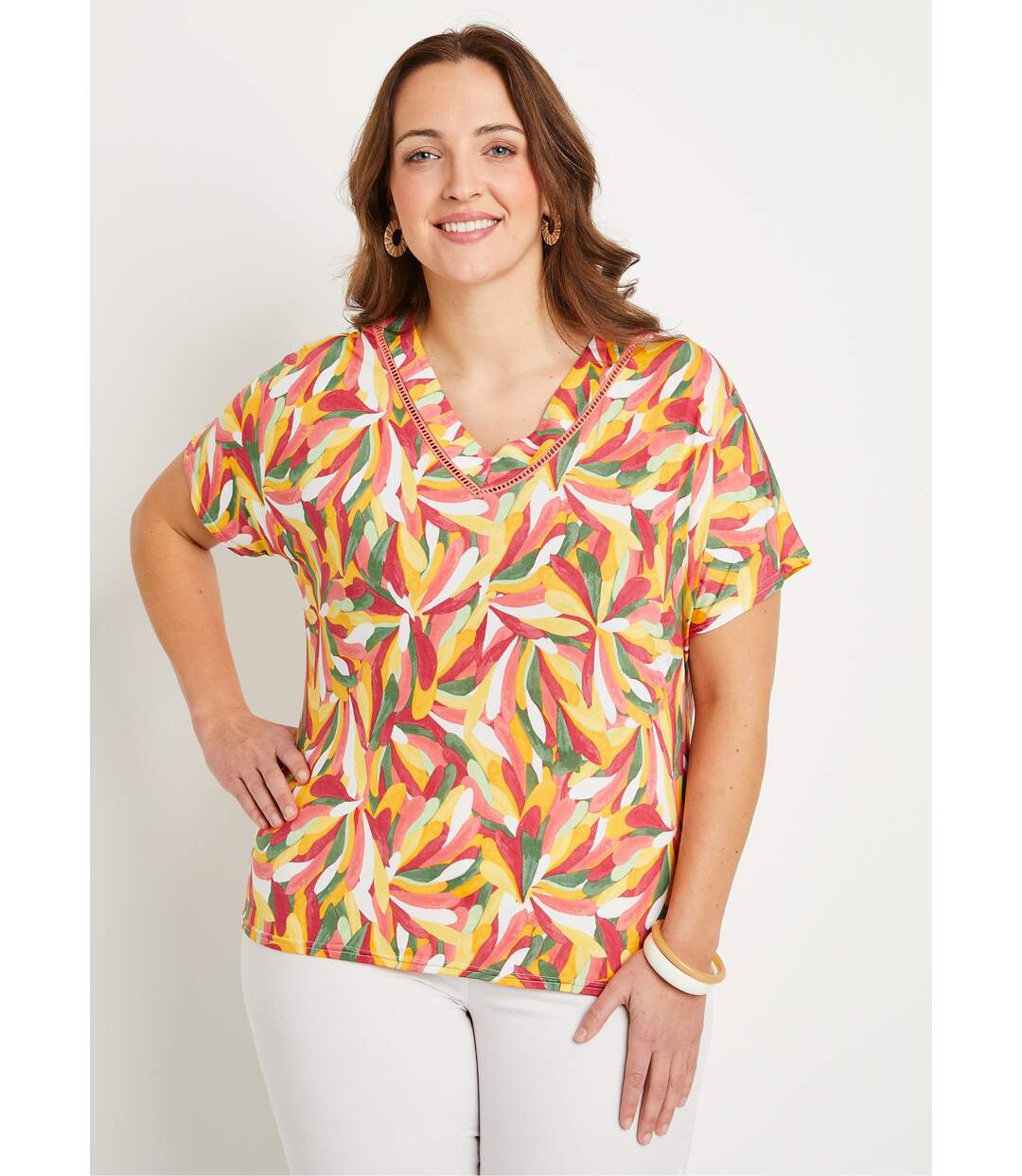 T-shirt court uni ou imprimé-1