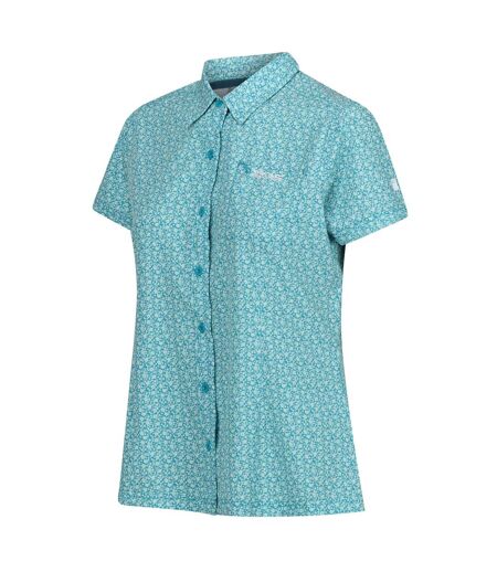 Womens/ladies floral packaway short-sleeved travel shirt tahoe blue Regatta