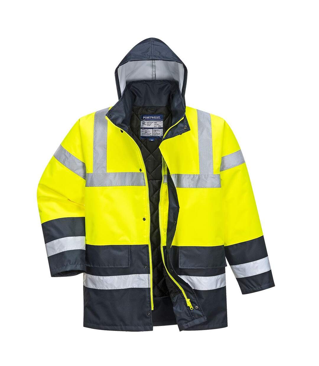 Mens contrast hi-vis winter traffic jacket yellow Portwest