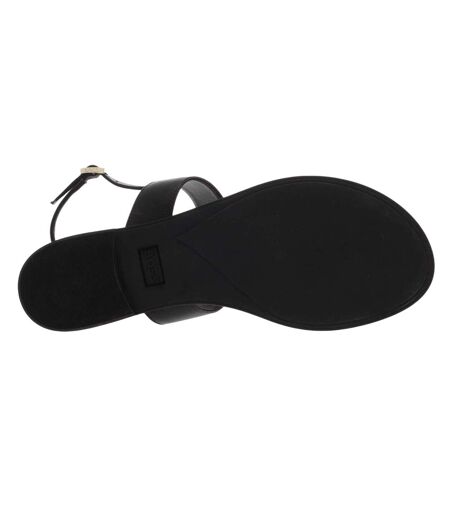 Womens/ladies Jo Nappa Leather Thong Strap Flat Sandals Black Boss