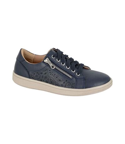 Womens/ladies Action Leather Trainers Navy Blue Boulevard