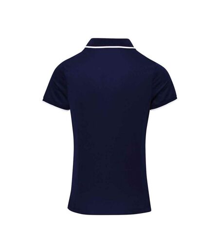 Polo Coolchecker Femme Bleu Marine Blanc Premier