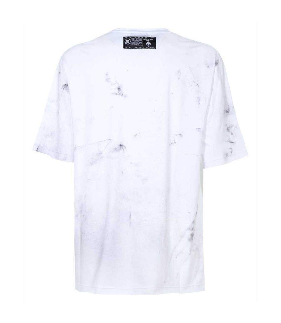 Mens Sketch Logo T-shirt White Balmain-2