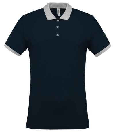 Polo bicolore pour homme - K258 - bleu marine - manches courtes