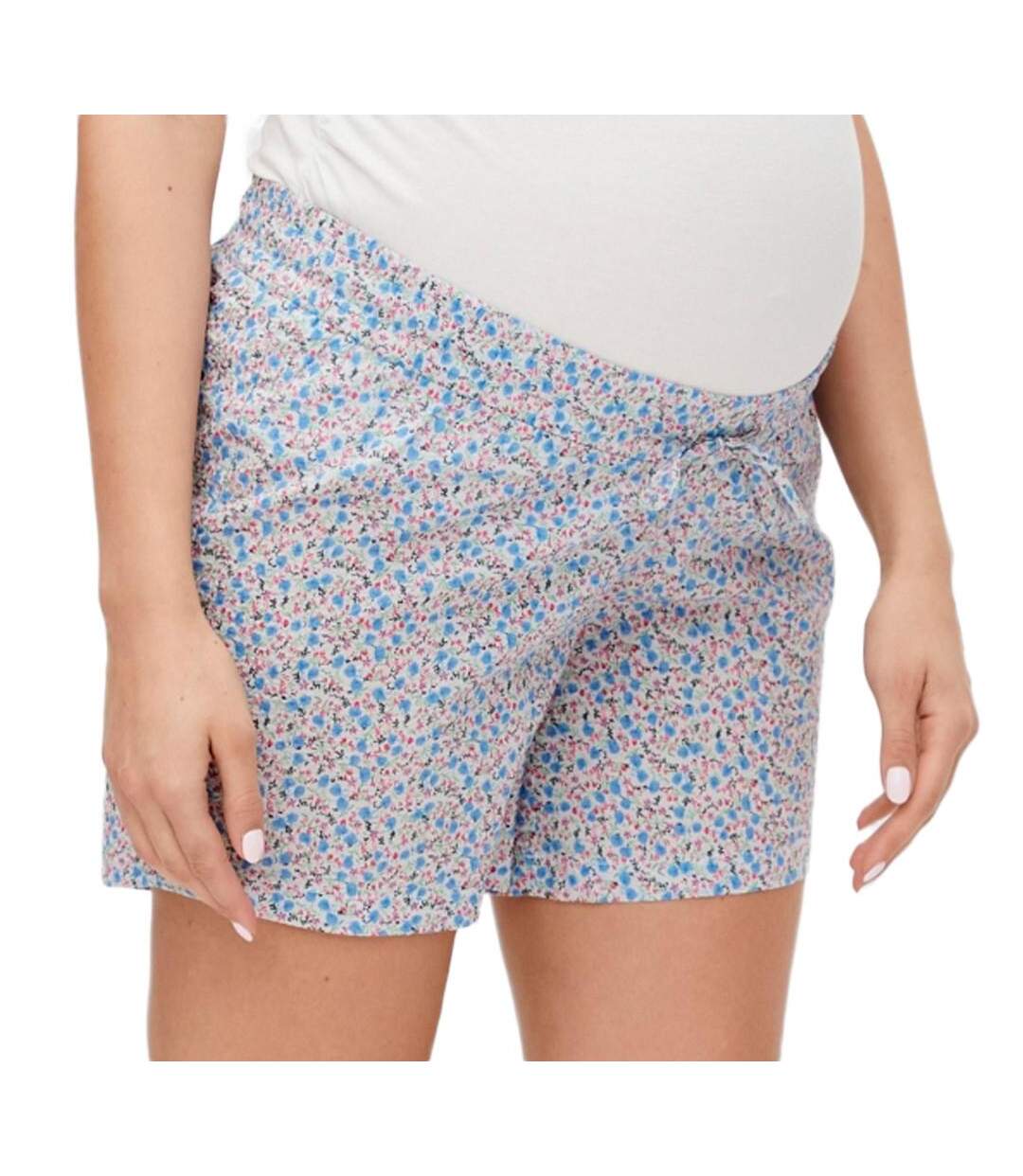 Short de Grossesse Blanc/Bleu Femme Mamalicious Ginger - L-1