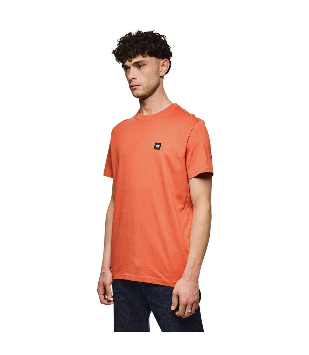 T-shirt Beach Badge Homme Orange Weekend Offender-4