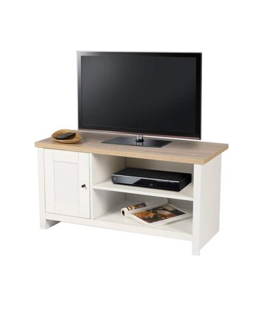 Meuble TV avec 1 porte et 2 niches de rangement en bois HANOI - Blanc