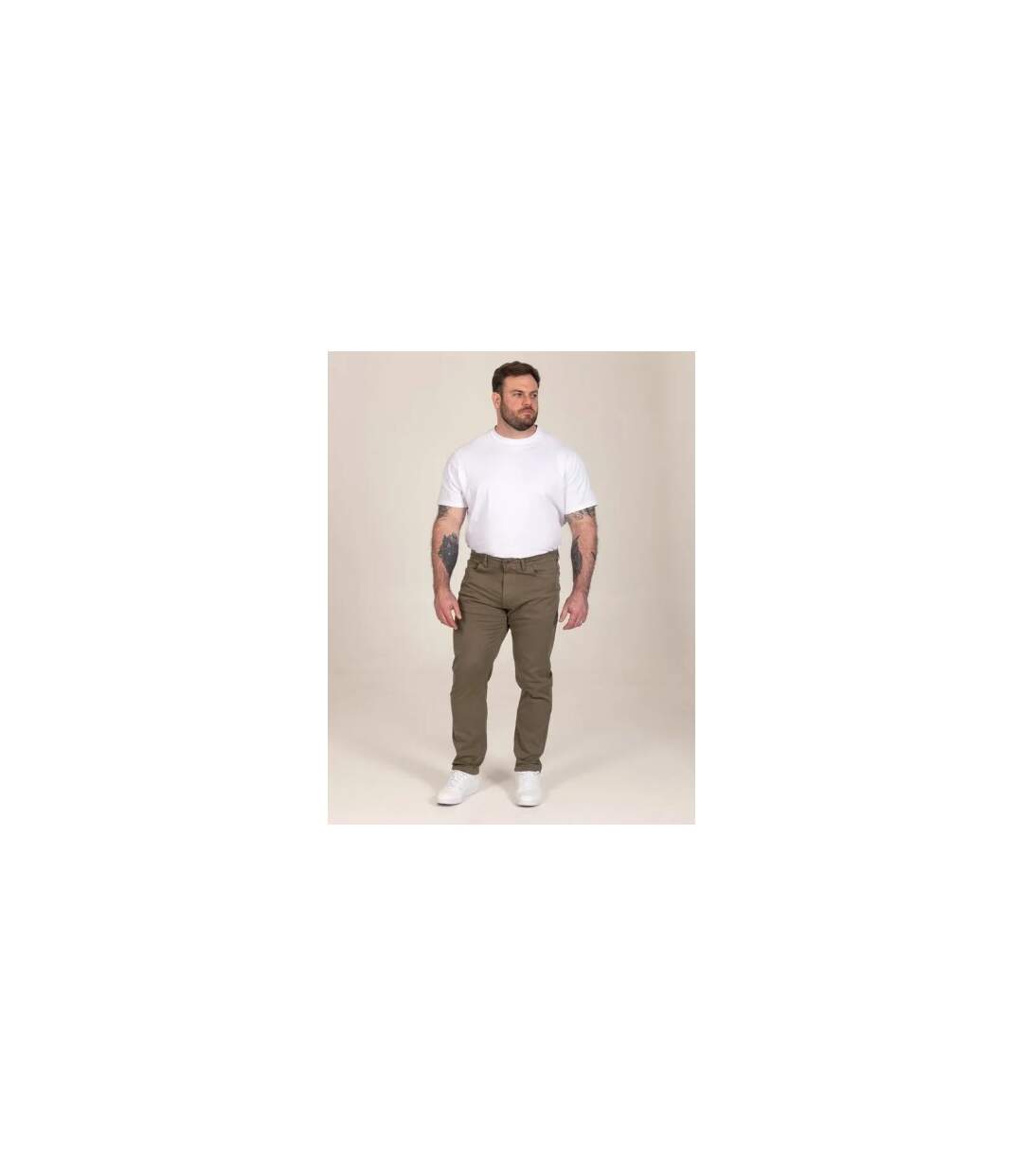 D555 Chino Extensible Et Effilé Motif/style Uni Kelvin Homme Marron Kaki Duke-1