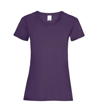 Womens/Ladies Value Fitted Short Sleeve Casual T-Shirt (Grape)