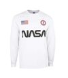 NASA T-shirt à manches longues avec insigne pour hommes (Blanc) - UTTV365