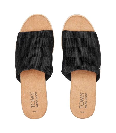 Womens/ladies Diana Open Toe Wedge Mules Black Toms