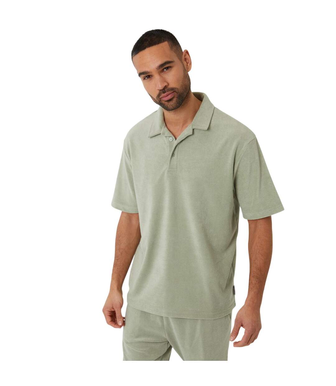 Polo Manches Courtes Comrie Homme Vert De Gris Threadbare-2