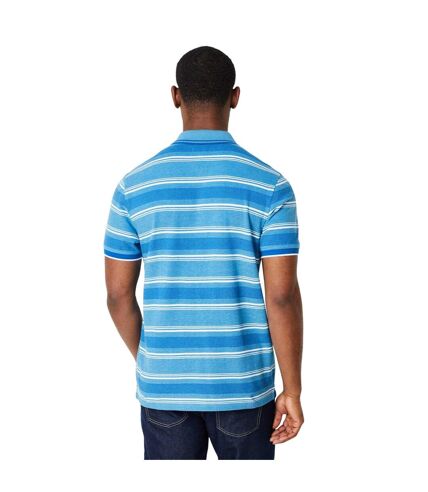 Mens multi stripe pique polo shirt blue Maine