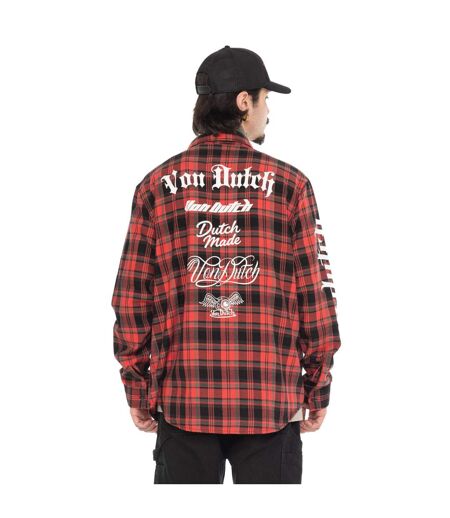 Chemise manche longues à carreaux poches avec print et écusson Juan Vondutch