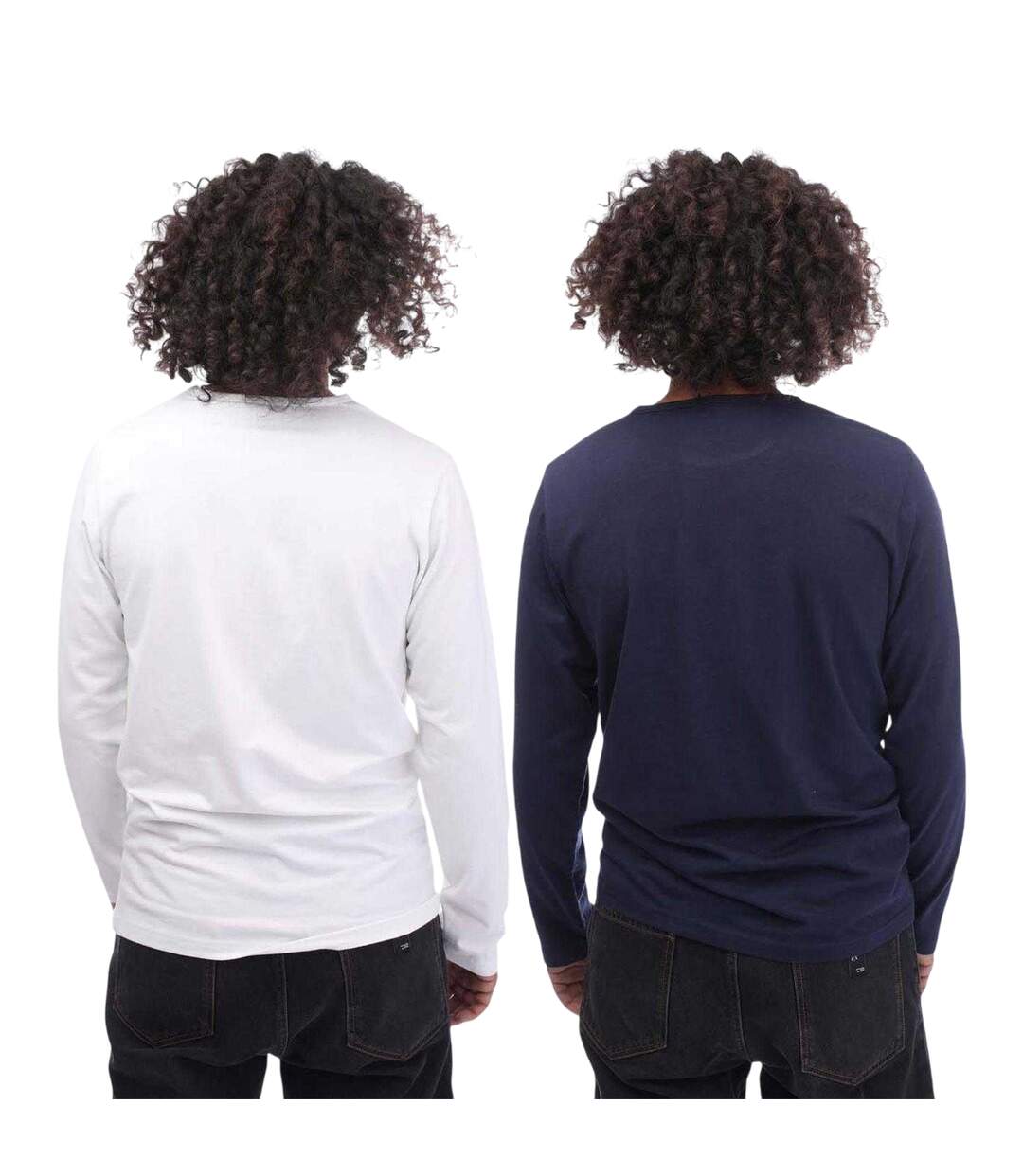 Lot De 2  T-shirts Unis Manches Longues Homme Blanc Bleu Marine Lyle & Scott-2