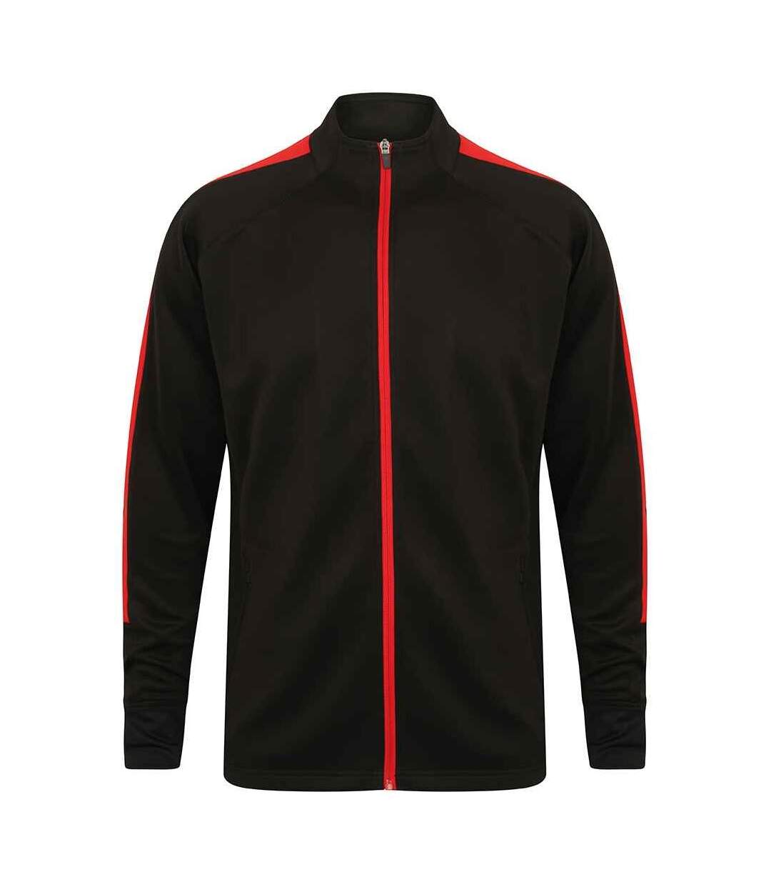 Finden & Hales Mens Knitted Tracksuit Top (Black/Red) - UTPC3082