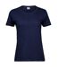 Womens/ladies Fashion Sof T-shirt Navy Tee Jays-1