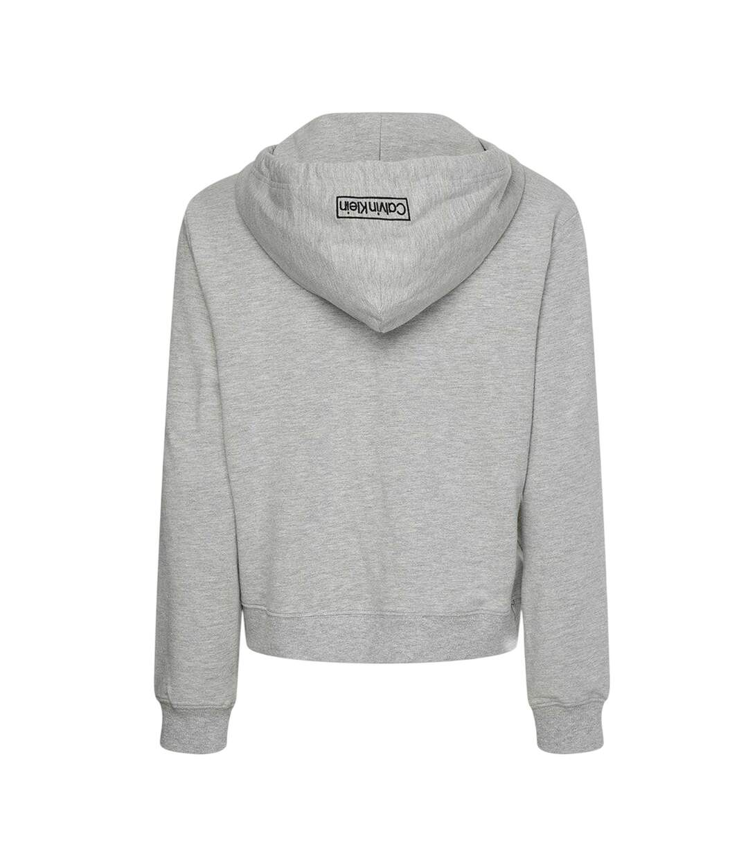 Womens/ladies Logo Cotton Long-sleeved Full Zip Hoodie Grey Marl Calvin Klein-3