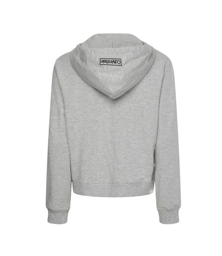 Womens/ladies Logo Cotton Long-sleeved Full Zip Hoodie Grey Marl Calvin Klein