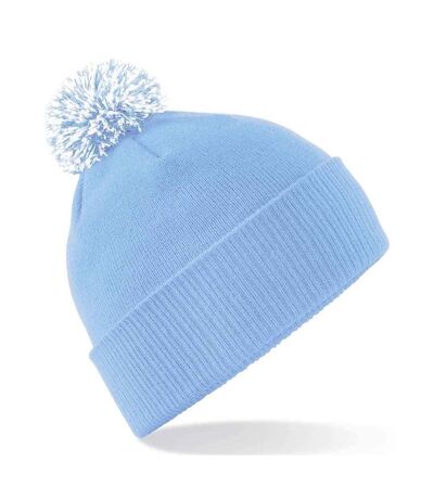 Unisex Adult Beanie Surf Blue Off White Beechfield