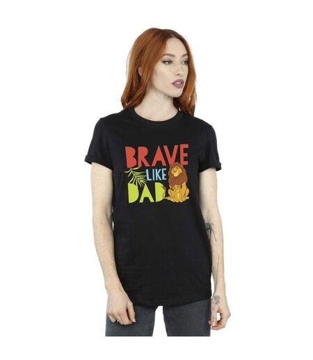 Disney Womens/Ladies The Lion King Brave Like Dad Cotton Boyfriend T-Shirt (Noir) - UTBI29570