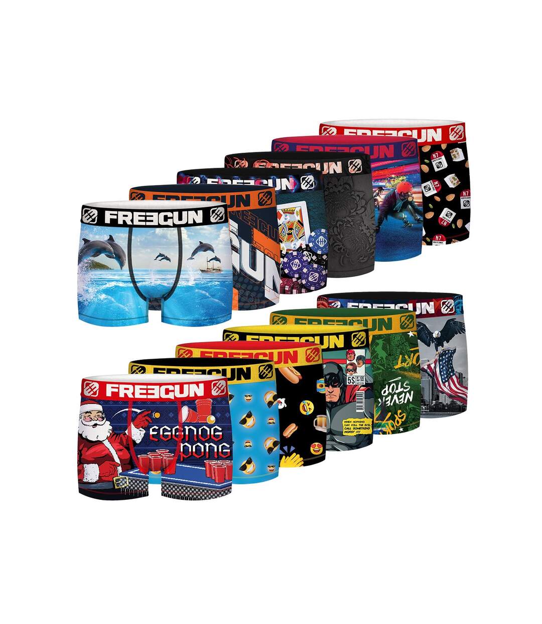 Pack surprise de 12 Boxers microfibre homme Freegun