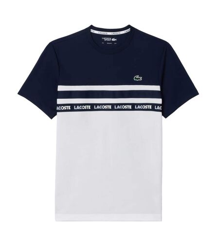 T-shirt Motif/style Blocs De Couleurs Homme Blanc Bleu Marine Foncé Lacoste