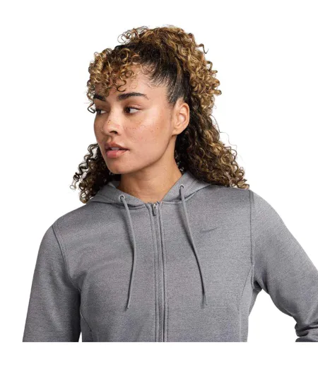 Womens/ladies Logo Full Zip Hoodie Carbon Heather Nike
