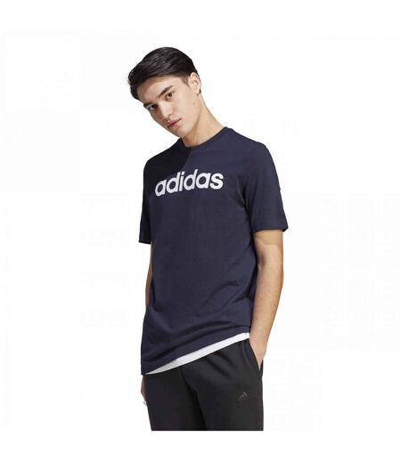 T-shirt Style Logo Brodé Essentials Linear Homme Bleu Marine Adidas