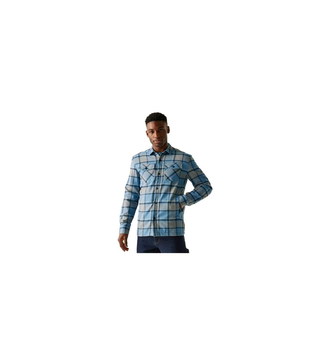 Veste Chemise Motif/style À Carreaux Spennith Homme Gris Bleu Regatta-1