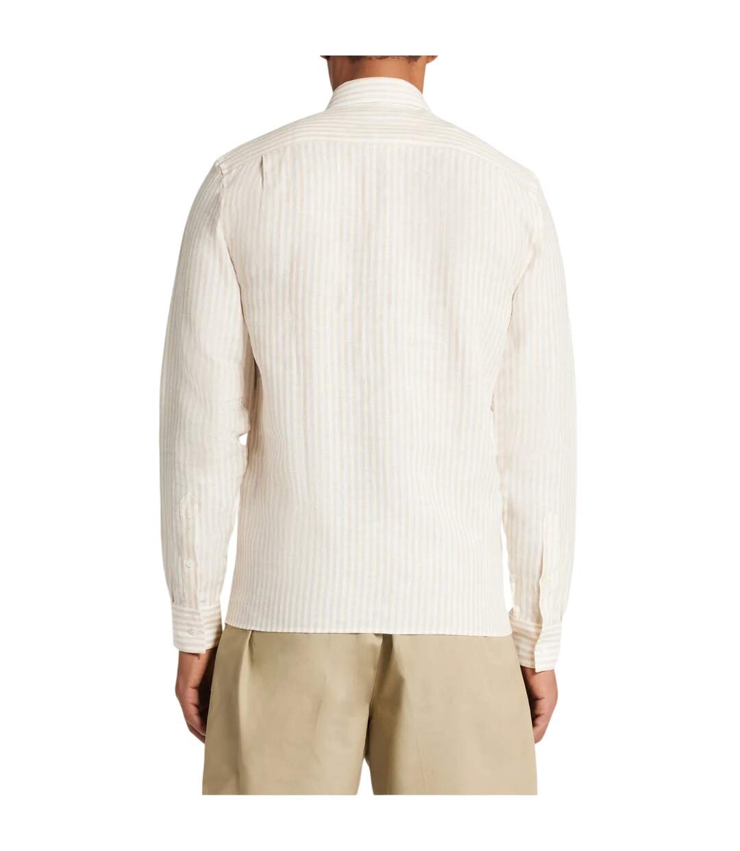 Mens Striped Linen Regular Button-down Shirt White Lacoste-3