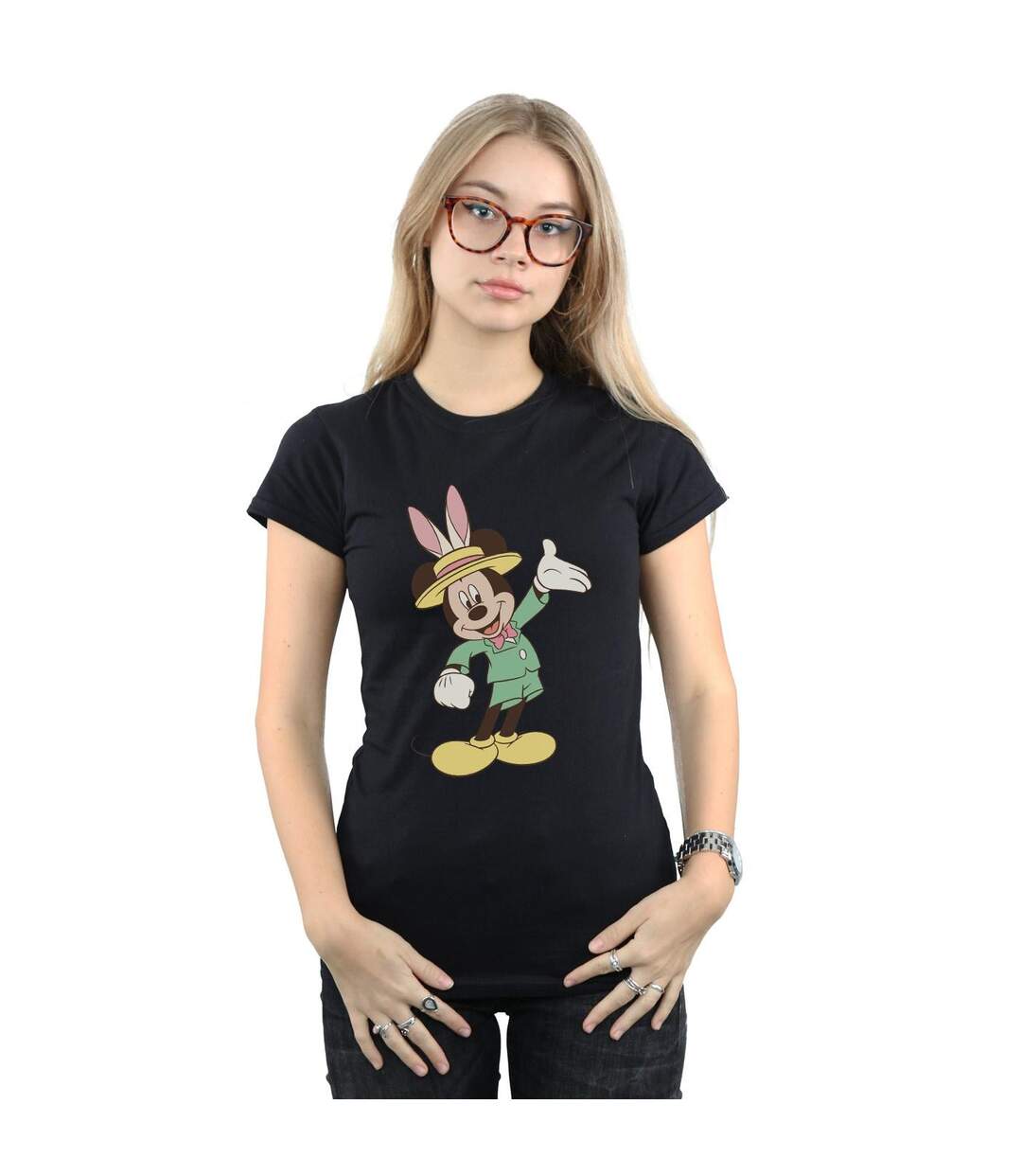 Disney T-shirt en coton Femme/Ladies Mickey Mouse Easter Bunny (Noir) - UTBI32670-2
