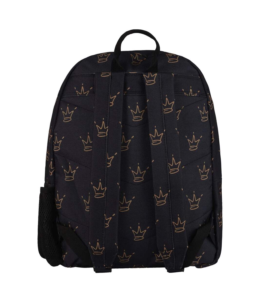 Unisex Black King Crown Pattern Backpack with Padded Straps | School Travel Bag-2