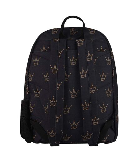 Unisex Black King Crown Pattern Backpack with Padded Straps | School Travel Bag