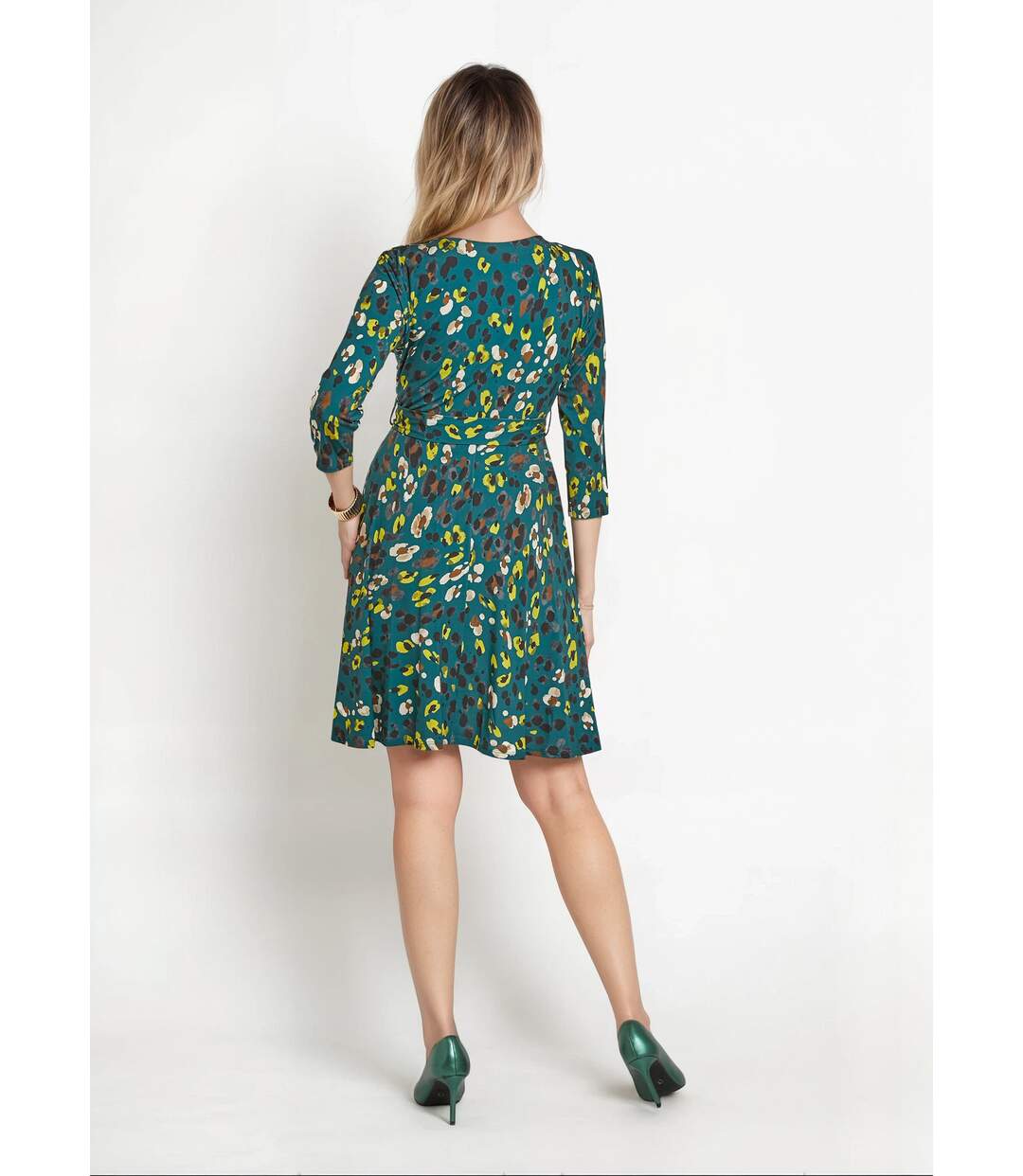 Robe imprimée cache-c¿ur taille ceinturée-2