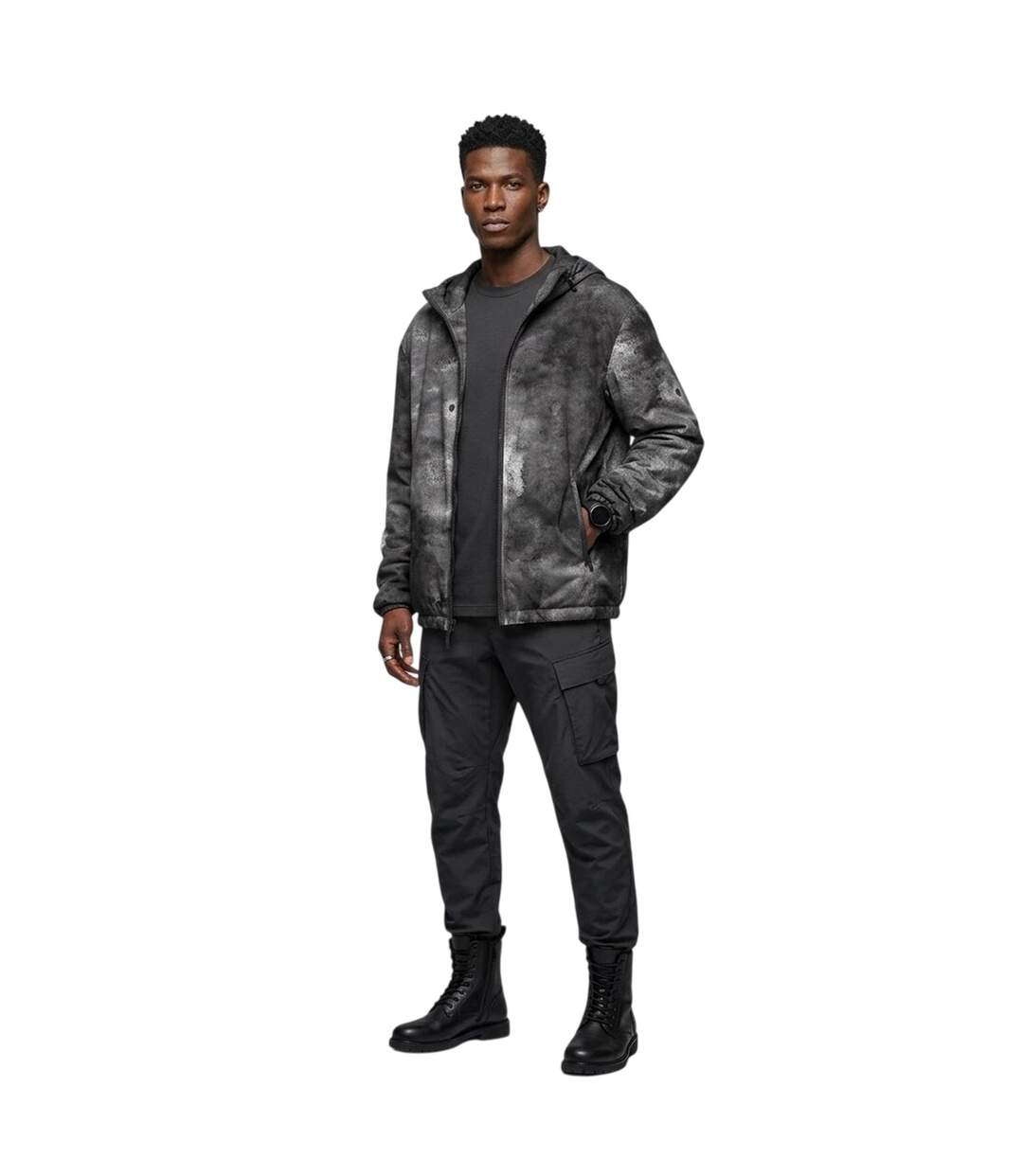 Blouson Aviateur Motif/style Effet Marbré Homme Gris Diesel-4