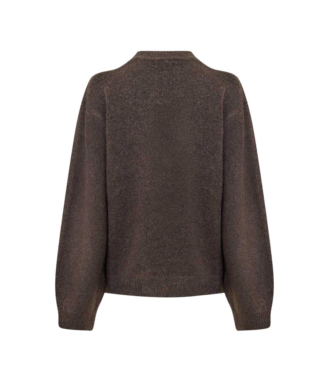 Womens/ladies Knitted Crew Neck Jumper Brown Couture-3