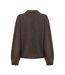 Womens/ladies Knitted Crew Neck Jumper Brown Couture-3