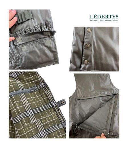 Gilet de Chasse LEDERTYS Impercoat LY0209 – Carnier Détachable PVC, Cartouchière et Protection Impercoat
