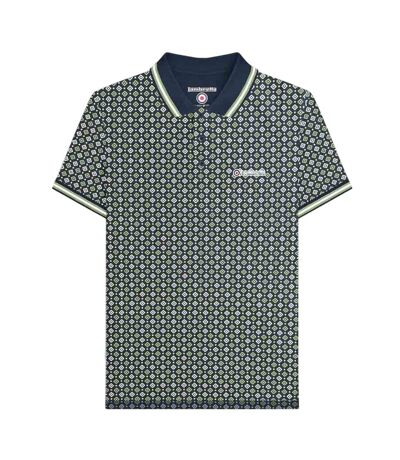 Polo Motif/style Géométrique Homme Bleu Marine Basilic Lambretta