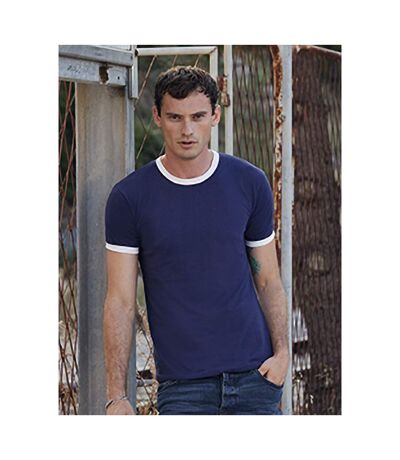 T-shirt À Manches Courtes Homme Bleu Marine Blanc Fruit Of The Loom