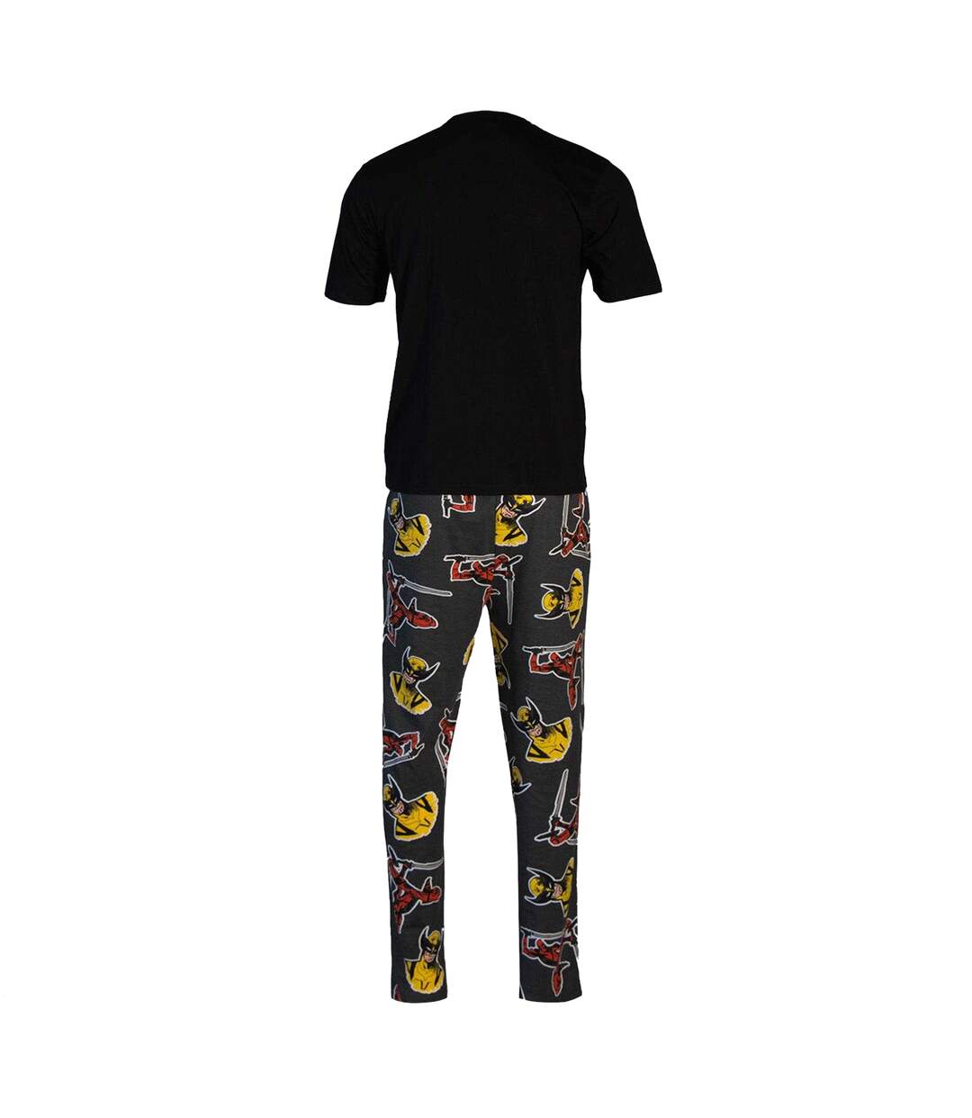 Mens Cinematic Cotton Pyjama Set Black Multicoloured Deadpool-2