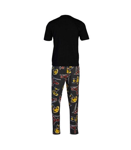 Mens Cinematic Cotton Pyjama Set Black Multicoloured Deadpool