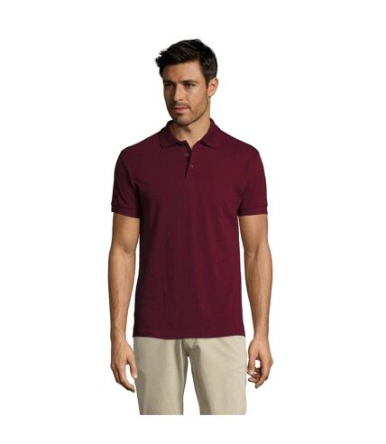 SOLs Mens Prime Pique Plain Short Sleeve Polo Shirt (Burgundy)