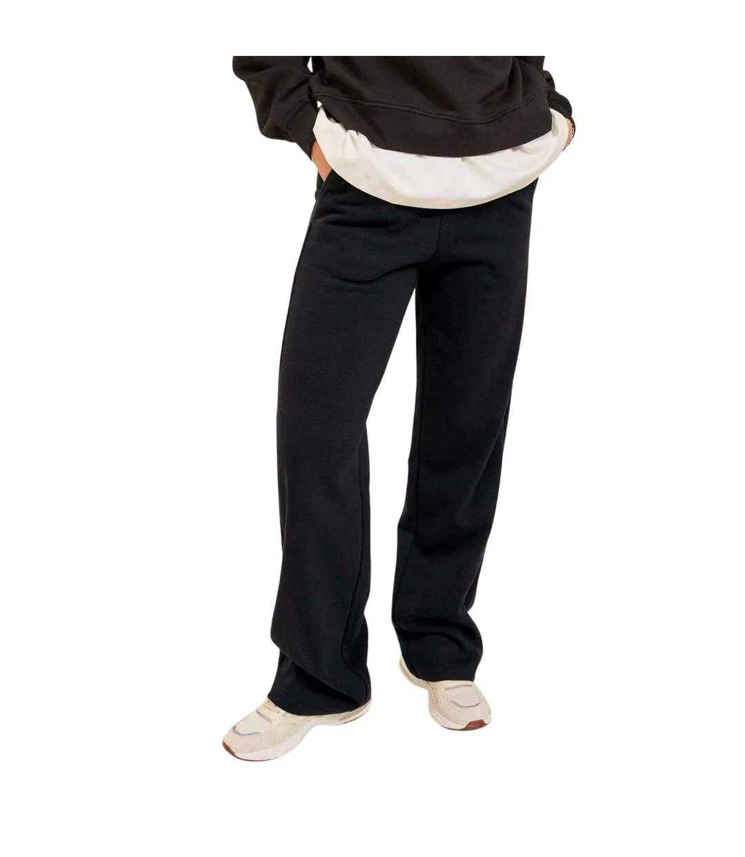 Womens/ladies High Rise Wide Leg Sweatpants Black JJXX-4