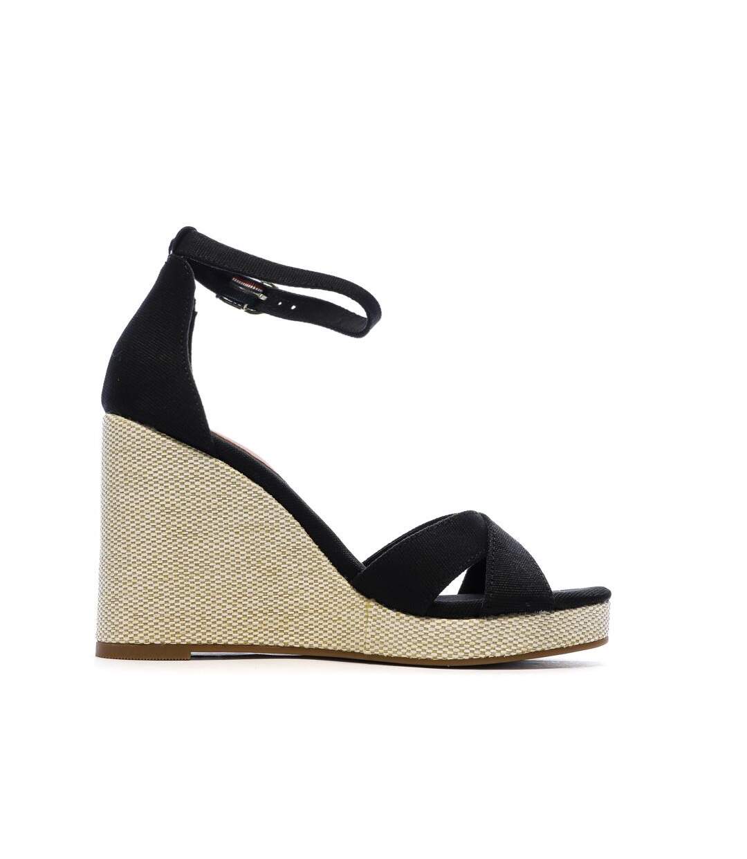 Sandales noires femme tommy hilfiger flag-2