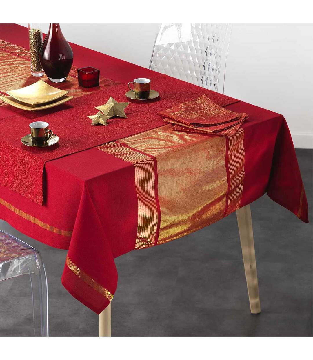 Nappe Rectangulaire Elegancia 140x240cm Rouge-3