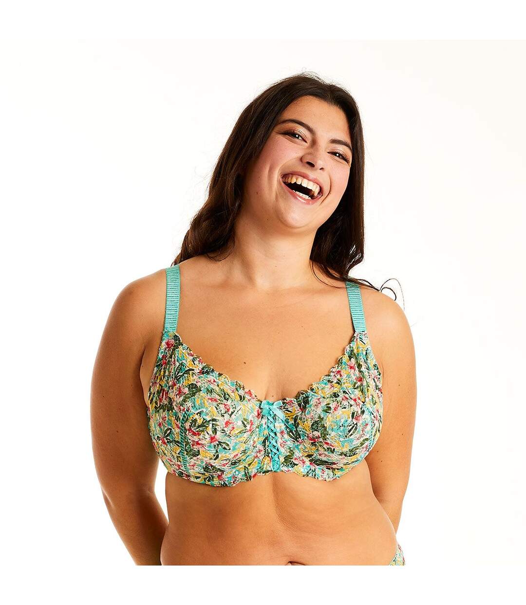 Soutien-gorge à armatures grand maintien turquoise/jaune Elena