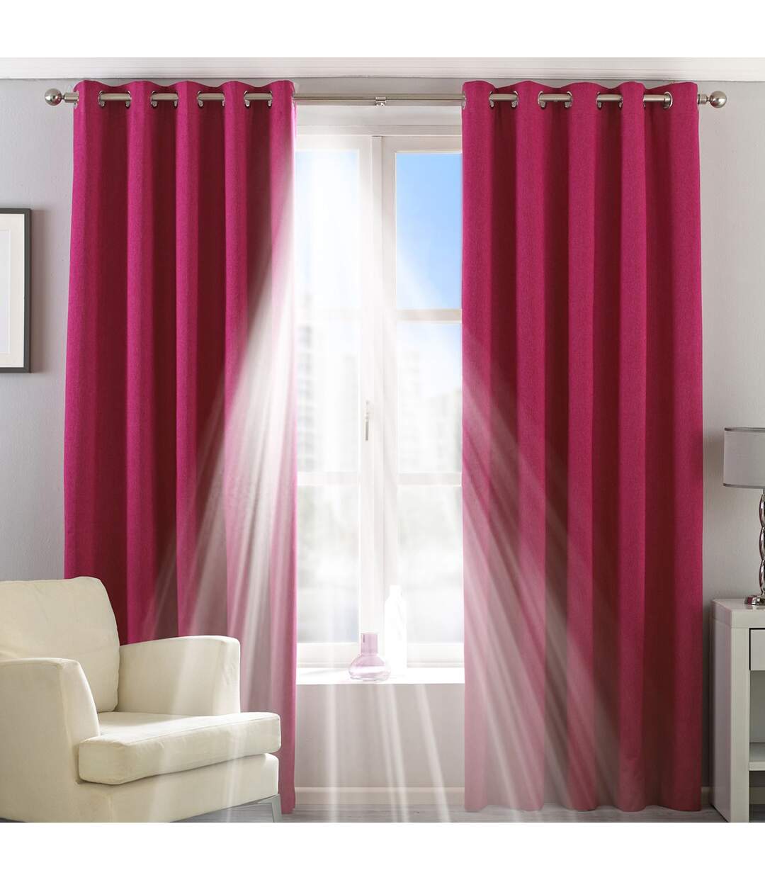 Eclipse blackout eyelet curtains 90 x 54in 229 x 137cm pink Riva Home-3