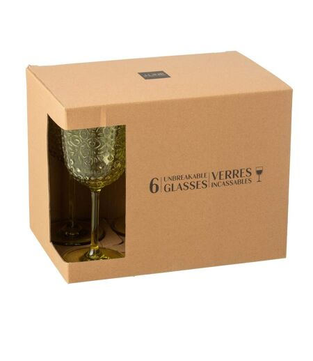 Lot de 6 Verres à Vin Réutilisables Barbra 41,4cl Vert